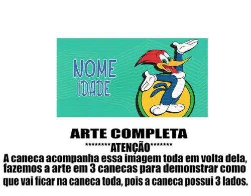 Caneca Polímero Pica Pau Seu Nome Personalizada