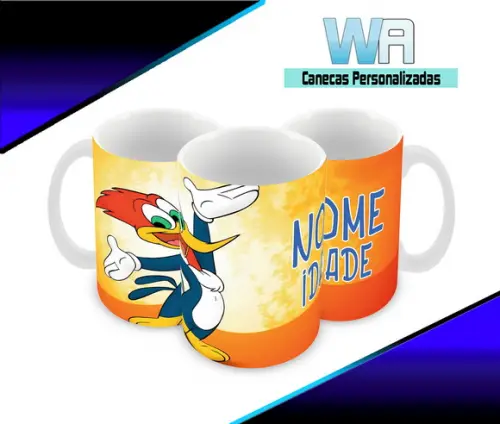 Caneca Polímero Pica Pau Seu Nome Personalizada