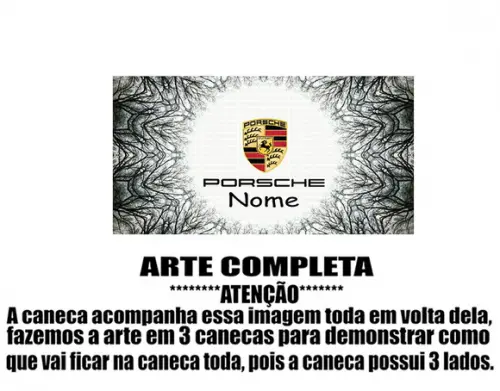 Caneca Polímero Porsche com Nome Personalizada