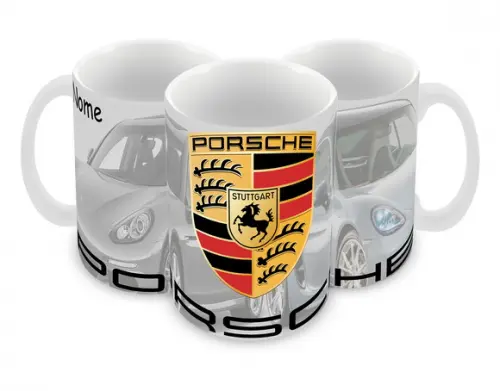 Caneca Polímero Porsche com Nome Personalizada