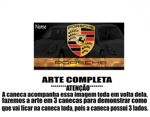 Caneca Polímero Porsche com Nome Personalizada