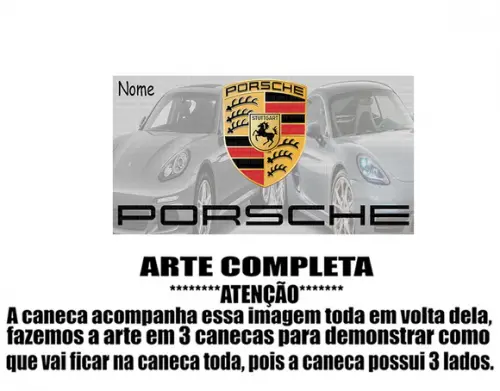 Caneca Polímero Porsche com Nome Personalizada
