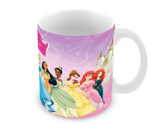 Caneca Polímero Princesas da Disney Nome Personalizada