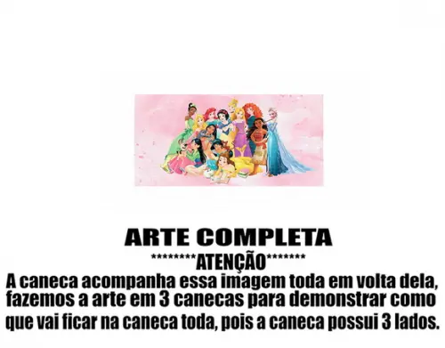 Caneca Polímero Princesas da Disney Personalizada