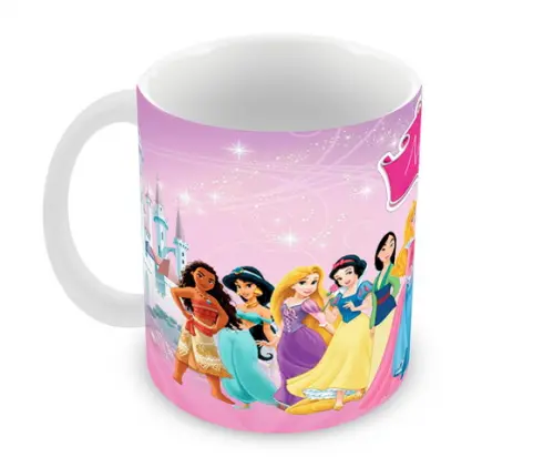 Caneca Polímero Princesas da Disney Nome Personalizada