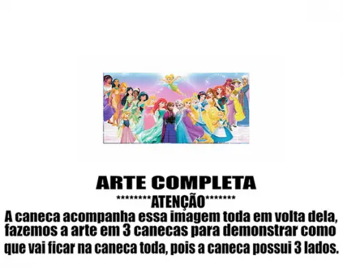 Caneca Polímero Princesas da Disney Personalizada