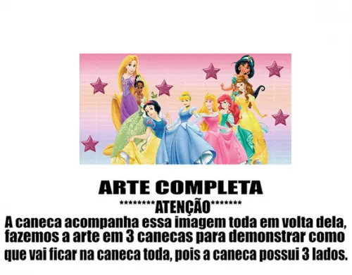 Caneca Polímero Princesas da Disney Personalizada