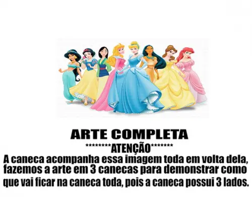 Caneca Polímero Princesas da Disney Personalizada