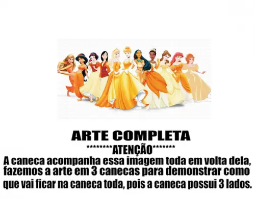 Caneca Polímero Princesas da Disney Personalizada