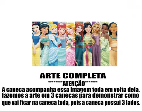 Caneca Polímero Princesas da Disney Personalizada