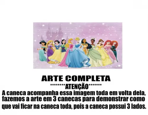 Caneca Polímero Princesas da Disney Personalizada