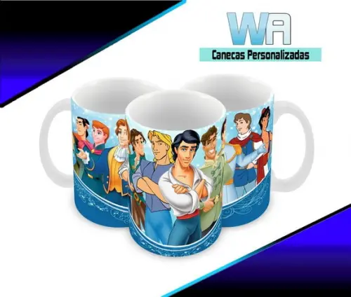 Caneca Polímero Príncipes da Disney Personalizada
