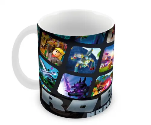 Caneca Polímero Roblox com Nome e Idade Personalizada