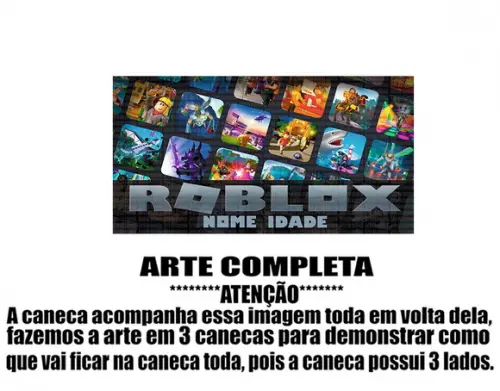 Caneca Polímero Roblox com Nome e Idade Personalizada