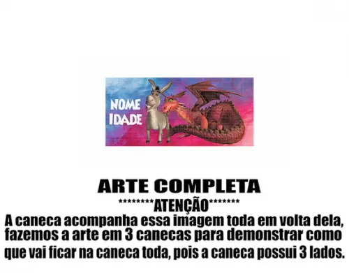 Caneca Polímero Shrek - Burro e Dragão Personalizada
