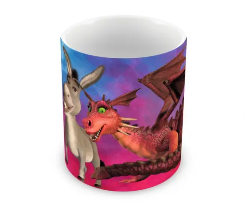 Caneca Polímero Shrek - Burro e Dragão Personalizada