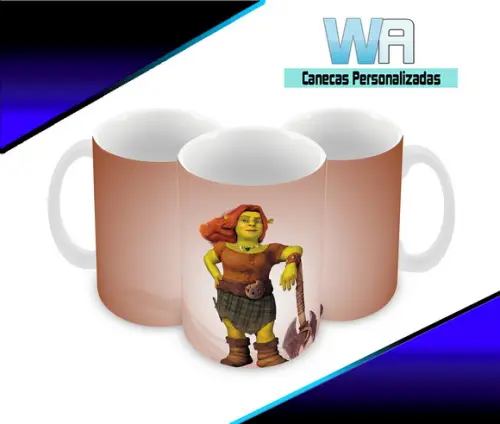 Caneca Polímero Shrek Fiona Personalizada