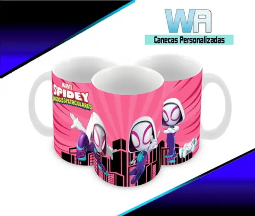 Caneca Polímero Spider e Seus Amigos Personalizada