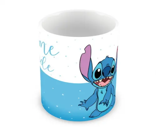 Caneca Polímero Stitch e Angel Nome e Idade Personalizada