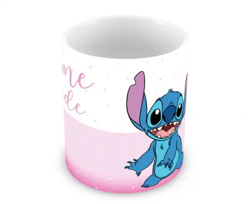 Caneca Polímero Stitch e Angel Nome e Idade Personalizada