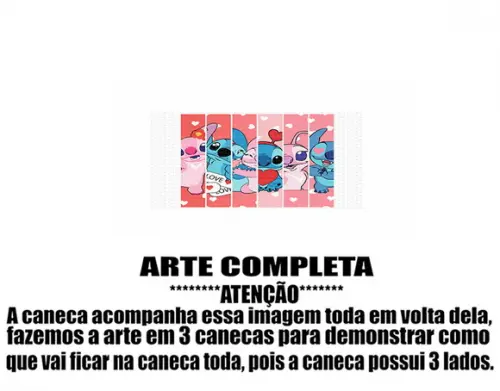 Caneca Polímero Stitch e Angel Personalizada