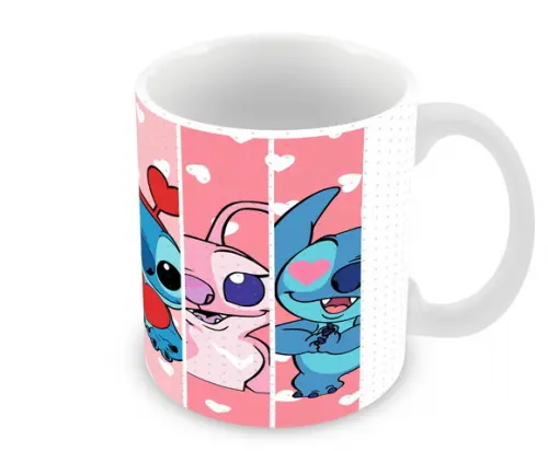 Caneca Polímero Stitch e Angel Personalizada