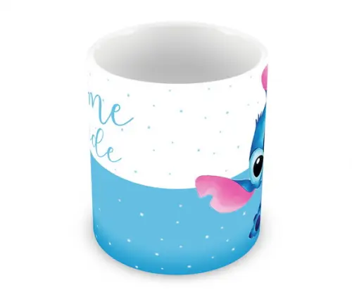 Caneca Polímero Stitch Nome e Idade Personalizada
