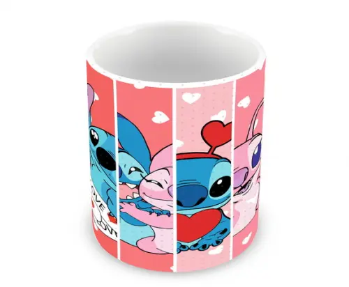 Caneca Polímero Stitch e Angel Personalizada