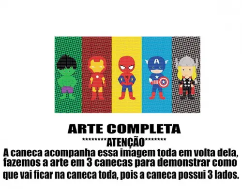 Caneca Polímero Super Heróis Baby Personalizada
