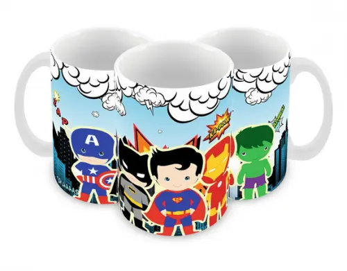 Caneca Polímero Super Heróis Baby Personalizada