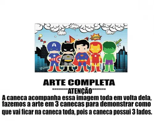 Caneca Polímero Super Heróis Baby Personalizada