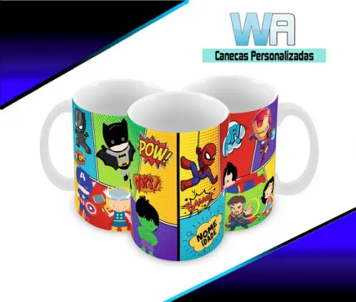 Caneca Polímero Super Heróis Baby Personalizada