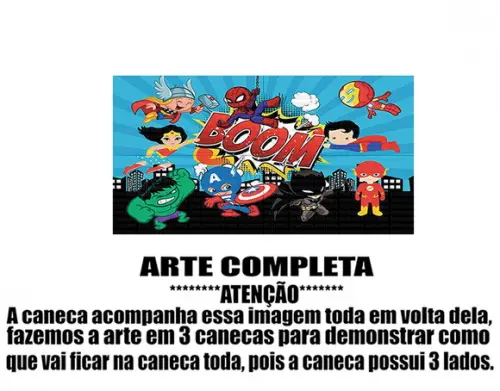 Caneca Polímero Super Heróis Baby Personalizada