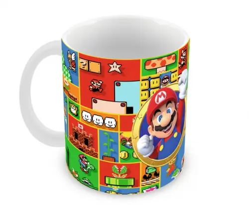Caneca Polímero Super Mario e Princesa Peach Personalizada