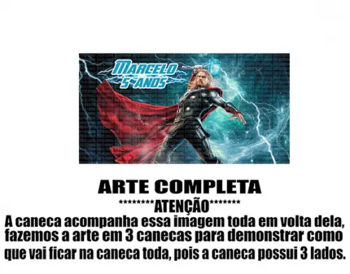 Caneca Polímero Thor com Nome Personalizada