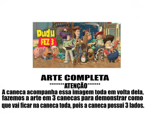 Caneca Polímero Toy Story com Nome Personalizada