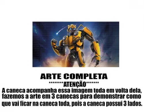 Caneca Polímero Transformers Bumblebee Personalizada