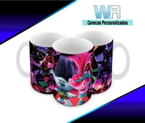 Caneca Polímero Trolls Personalizada
