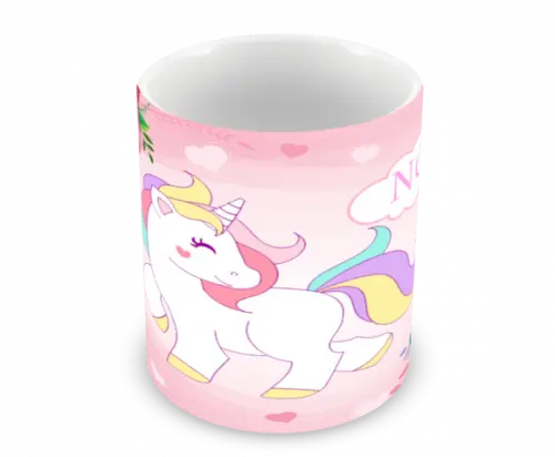 Caneca Polímero Unicórnio com Nome Personalizada