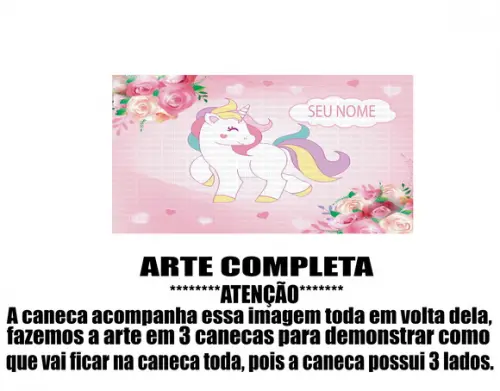 Caneca Polímero Unicórnio com Nome Personalizada