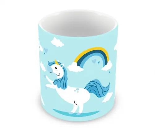 Caneca Polímero Unicórnio Menino Nome Personalizada
