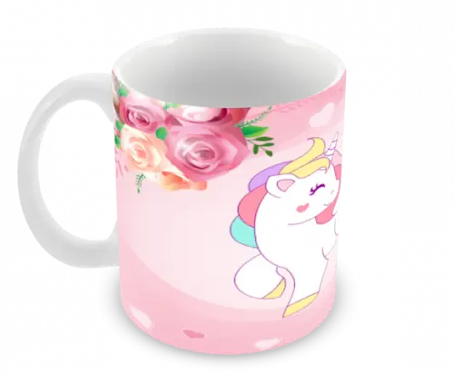 Caneca Polímero Unicórnio com Nome Personalizada