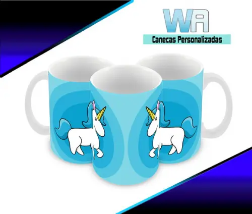 Caneca Polímero Unicórnio Menino Personalizada