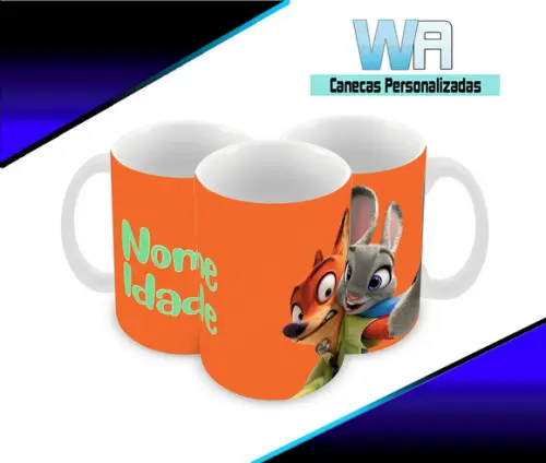 Caneca Polímero Zootopia Personalizada
