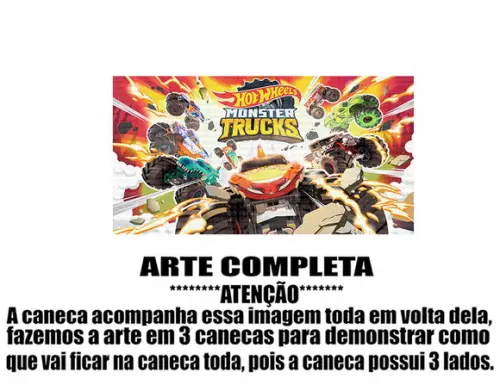 Caneca Pollímero Hot Wheels Monster Trucks Personalizada