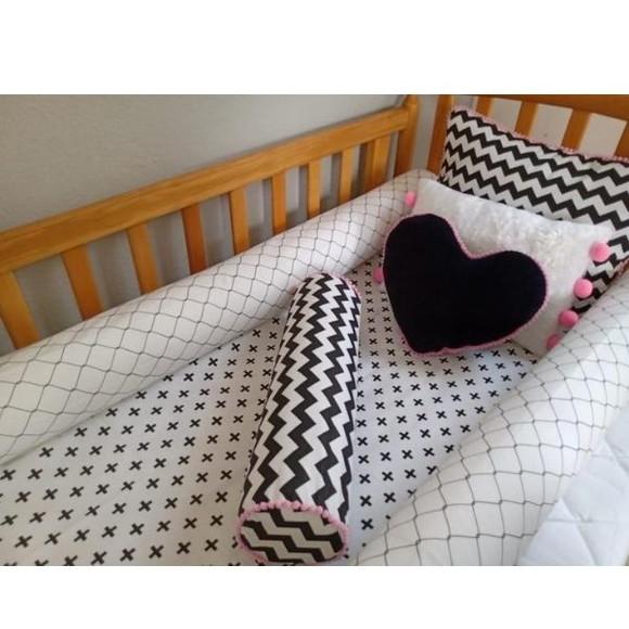 Kit de Berço Rolinho Chuva de Amor Rosa 5 Peças