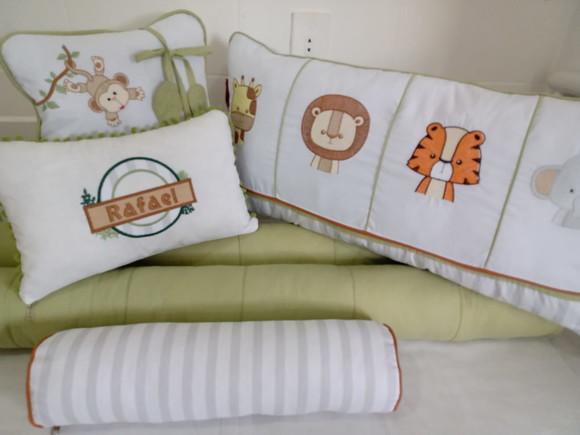 Kit de Berço Rolinho Safari Menino 5 Peças 100 % Algodão