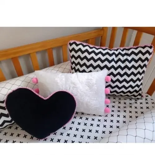 Kit de Berço Rolinho Chuva de Amor Rosa 5 Peças