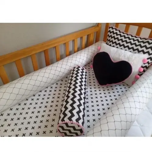 Kit de Berço Rolinho Chuva de Amor Rosa 5 Peças