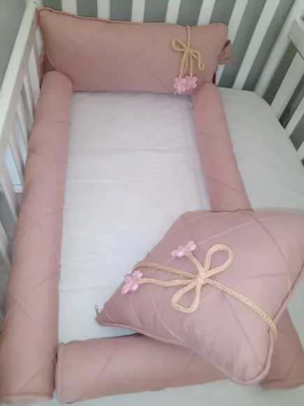 Kit de Berço Rolinho Rosa Antigo 5 Peças
